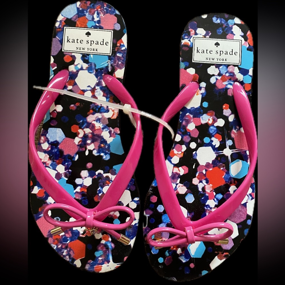 Kate Spade printed Slippers with bow BNWOT
